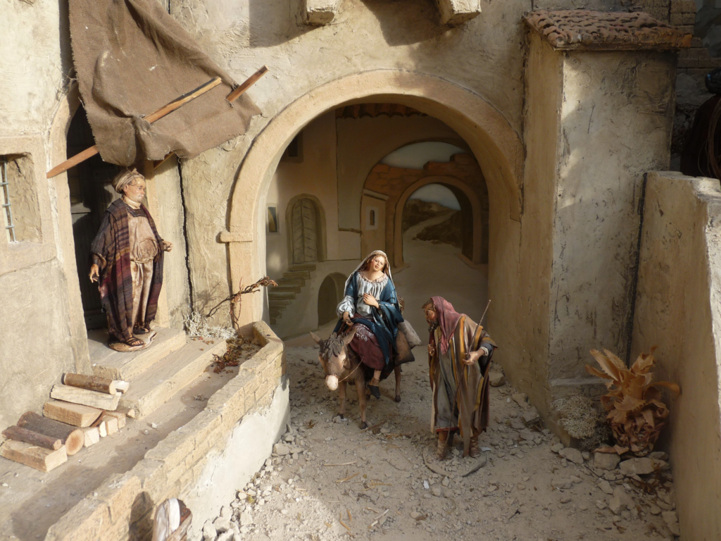 Mary and Joseph arriving in Bethlehem